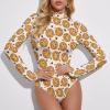 Chocolate Biscuits Cookies Women's Long Sleeve Bodysuit Turtleneck Tops Stretch Jumpsuit T Shirts L view 3