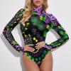 Endless Mardi Gras Vortex Women's Long Sleeve Bodysuit Turtleneck Tops Stretch Jumpsuit T Shirts L view 3