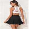 Aleumdr Women's 3" High Waisted Swim Skirt with Side Pocket Swim Skorts Tummy Control Swim Bottoms Side Split with Built-in Brief Black Small view 3