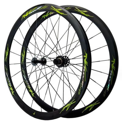 ZECHAO Off Road Bike Wheels 700c*25-45c Tires,C Brake V Brake 20/24 Holes 3.0MM Flat Spoke Double Wall Rims Front 2 Rear 4 Bearings Wheelset (Color : Green, Size : 700c)