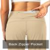 Soothfeel Women's Joggers with Zipper Pockets High Waisted Athletic Workout Yoga Pants Joggers for Women Tall (Khaki, S) view 3