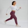 Soothfeel Women's Joggers with Zipper Pockets High Waisted Athletic Workout Yoga Pants Joggers for Women Tall (Wine, XS) view 3