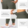 Soothfeel Women's Joggers with Zipper Pockets High Waisted Athletic Workout Yoga Pants Joggers for Women Tall (Army Green, S) view 4