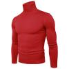 Mens Ribbed Slim Fit Knitted Pullover Turtleneck Sweater Casual Thermal Sweaters Basic Tops Lightweight Sweaters(Red,XXXL) view 1