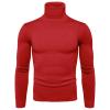 Mens Ribbed Slim Fit Knitted Pullover Turtleneck Sweater Casual Thermal Sweaters Basic Tops Lightweight Sweaters(Red,XXXL) view 2