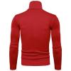 Mens Ribbed Slim Fit Knitted Pullover Turtleneck Sweater Casual Thermal Sweaters Basic Tops Lightweight Sweaters(Red,XXXL) view 3