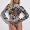 Cool Snow Tiger Women's Long Sleeve Bodysuit Turtleneck Tops Stretch Jumpsuit T Shirts 2XL view 3