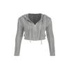 CIDER Womens Hooded Zipper Hollow Out Knit Cardigan: Grey, XL view 1