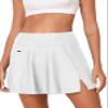 Aleumdr Women's 3" High Waisted Swim Skirt with Zipper Pockets Tummy Control Side Split Bathing Suit Swimsuit Tankini Bottoms White Large view 1