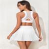 Aleumdr Women's 3" High Waisted Swim Skirt with Zipper Pockets Tummy Control Side Split Bathing Suit Swimsuit Tankini Bottoms White Large view 3
