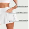 Aleumdr Women's 3" High Waisted Swim Skirt with Zipper Pockets Tummy Control Side Split Bathing Suit Swimsuit Tankini Bottoms White Large view 4