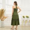 ABEWIP Women Boho Summer Maxi Dress Halter Neck Ruffle Smocked Tiered Long Beach Casual Flowy Sun Dresses Green L view 4