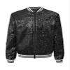 Hularka Kids Girls Sequins Bomber Jacket Long Sleeve Party Glitter Baseball Jackets Zip Up Coat Sparkle Outerwear Black 16 Years view 3