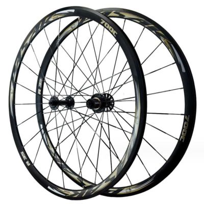 ZECHAO Aluminum Alloy Road Bike Wheel Set,C Brake V Brake 700C Double Wall Rims 20/24 Holes Flat Spoke 8-12 Speed Quick Release Wheels Wheelset (Color : Yellow, Size : 700c)