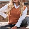 EVALESS Sweater Vest Women Cable Knit Sleeveless Sweaters Trendy Fall Winter 2025 V Neck Sweater Tank Tops Orange Small view 3