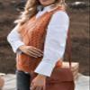 EVALESS Sweater Vest Women Cable Knit Sleeveless Sweaters Trendy Fall Winter 2025 V Neck Sweater Tank Tops Orange Small view 4