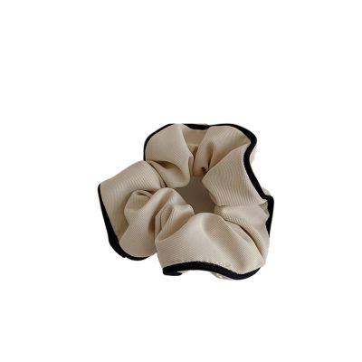 Temperament Milk Coffee Color Large Intestine Hair Ring Sweet Cotton And Linen French Head Rope Simple Hair Ropefemale (Color : 1 white black border, Size : 1SIZE)