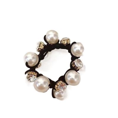 Elegant Pearl Hair Rope Bracelet Dual-Use Hair Ring Ball Head Tie Ponytail Rubber Band Female Ornament Accessories (Color : C, Size : 1SIZE)