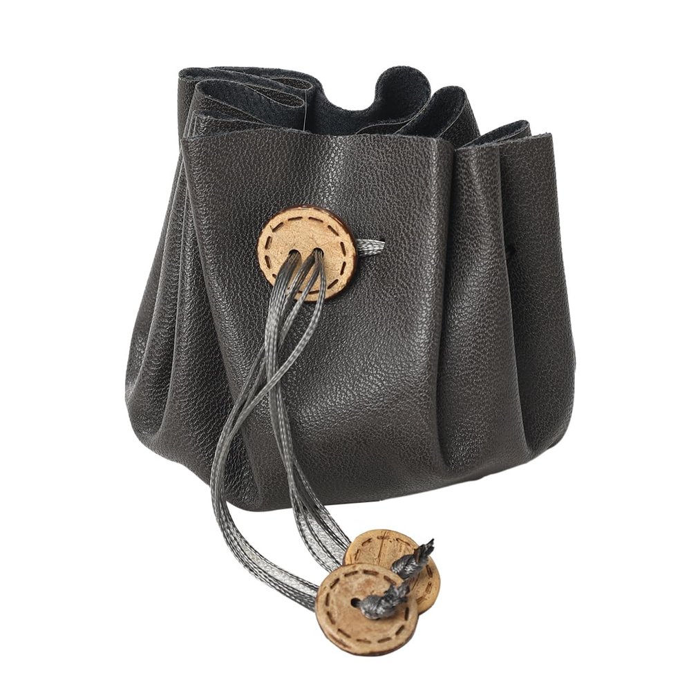 BLESSUME Medieval Pouch Drawstring Bag Renaissance Viking Costume Belt Pouch Waist Bag (Dark Grey 7)