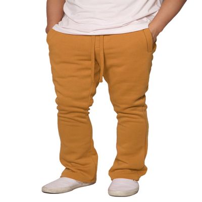 URBANJ Men's Flared Fleece Sweatpants Open Bottom Stacked Track Pants (US, Alpha, Medium, Regular, Regular, 091 Flared Wheat)