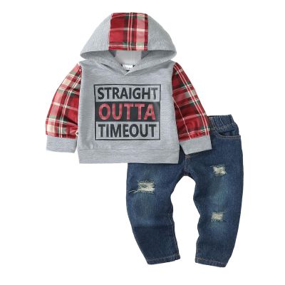 12 Month Boy Clothes Baby Boy Outfits Infant Boy Clothes Fall Long Sleeve Black Hoodies Ripped Jeans Set Baby Boy Winter Clothes 12-18 Months