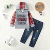 12 Month Boy Clothes Baby Boy Outfits Infant Boy Clothes Fall Long Sleeve Black Hoodies Ripped Jeans Set Baby Boy Winter Clothes 12-18 Months view 2