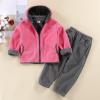 2t Boys Easter Outfit Boys Shaker Suit Long Sleeved Hooded Jacket Color Zipper Top + Solid Color (Pink, 18-24 Months) view 2