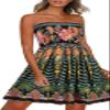 CHICGAL Women Strapless Dresses Casual Sundresses Tube Top Dress Beach Cover Up Hawaiian Bandeau Outfits(Boho Green Tree,S) view 1