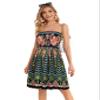 CHICGAL Women Strapless Dresses Casual Sundresses Tube Top Dress Beach Cover Up Hawaiian Bandeau Outfits(Boho Green Tree,S) view 3