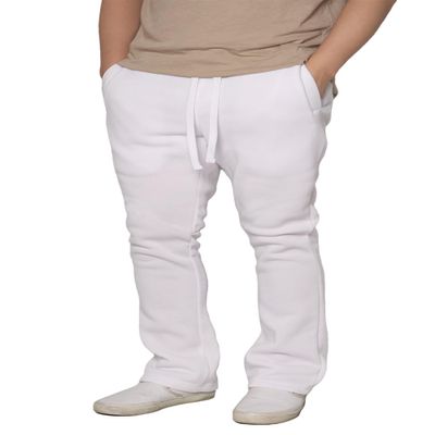 URBANJ Men's Flared Fleece Sweatpants Open Bottom Stacked Track Pants (US, Alpha, 3X-Large, Regular, Regular, 091 Flared White)