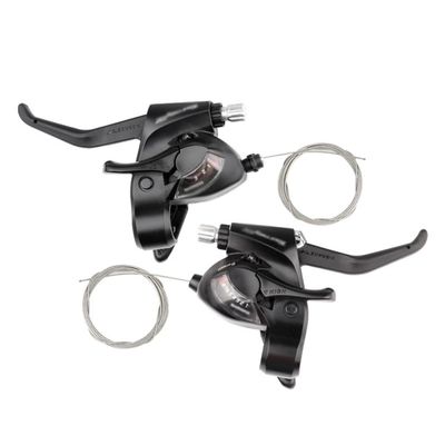 Bike Gear Shifter 3x7 21 Speed /3x8 24 Speed Shifter Brake Lever Set With Siamese Thumb Paddle & Digital Gear Dial & Brake Cable For Mountain bike Road Bike Commuter Bike ( Color : Black , Size : 3x7