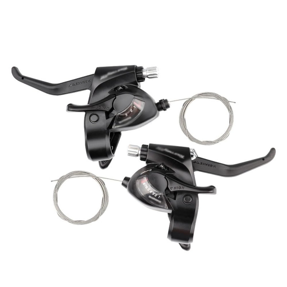 Bike Gear Shifter 3x7 21 Speed /3x8 24 Speed Shifter Brake Lever Set With Siamese Thumb Paddle & Digital Gear Dial & Brake Cable For Mountain bike Road Bike Commuter Bike ( Color : Black , Size : 3x7