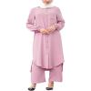 Abayas for Women Muslim 2 Pieces Sets Long Sleeve Button Down Shirt and Pants Abaya Dubai Islamic Caftan Casual Clothes Turkey kaftans Prayer Dress Arabian Robe Ramadan Outfits view 1