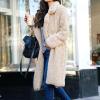 SACFOF Women's Fuzzy Fleece Lapel Open Front Long Cardigan Coat Faux Fur Warm Winter Outwear Jackets view 2