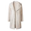 SACFOF Women's Fuzzy Fleece Lapel Open Front Long Cardigan Coat Faux Fur Warm Winter Outwear Jackets view 4