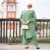 Abayas for Women Muslim 2 Pieces Sets Long Sleeve Button Down Shirt and Pants Abaya Dubai Islamic Caftan Casual Clothes Turkey kaftans Prayer Dress Arabian Robe Ramadan Outfits view 2