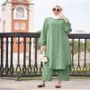 Abayas for Women Muslim 2 Pieces Sets Long Sleeve Button Down Shirt and Pants Abaya Dubai Islamic Caftan Casual Clothes Turkey kaftans Prayer Dress Arabian Robe Ramadan Outfits view 4