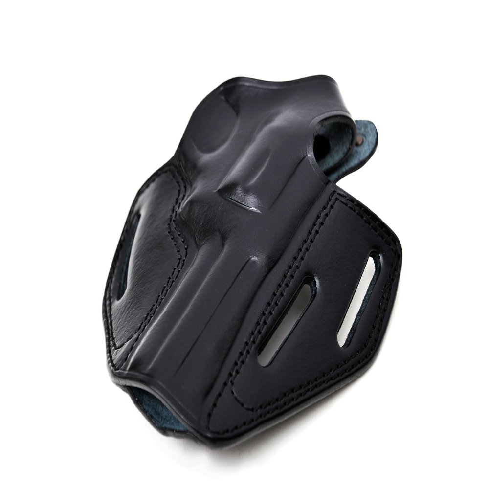 Leather Belt Holster fits Taurus 856 Defender or Model 605 692, Handcrafted, 3 Slot Pancake, Thumb Break, Right Handed, PulsarHolster (Black, Taurus 856 Defender 3" Barrel)