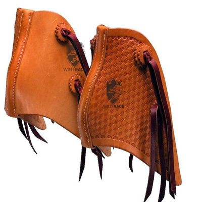 WILD RACE New Western Tapaderos Stirrups Saddle Floral Tooled Handmade Sewn Leather Heavy Duty Sold in Pair Set (ST-14)