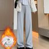 NATHGAM Womens Sweatpants Winter Warm Fleece Lined Lounge Pants High Waist Jogger Long Pants Lightweight Comfy Fashion Y2K Street American Style Trousers Gray view 2