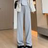 NATHGAM Womens Sweatpants Winter Warm Fleece Lined Lounge Pants High Waist Jogger Long Pants Lightweight Comfy Fashion Y2K Street American Style Trousers Gray view 3
