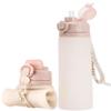TakeToday Collapsible Water Bottles 20oz, Leak Proof, BPA-Free, Foldable Silicone Travel Water Bottle with Straw Strap for Cycling, Hiking, Outdoors view 1
