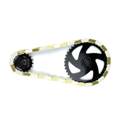 Insane Chains Bicycle Chain Cover  Protects Your Clothing Against Chain Lube and Adds Style - Easy Installation  No Tools Required  Single-Speed or Fixed-Gear Bikes Only (Gold-White, Adult)
