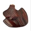 Leather Belt Holster fits Taurus 856 Defender or Model 605 692, Basket Weave Handcrafted, 3 Slot Pancake, Thumb Break, Right Handed, PulsarHolster (Brown, Taurus Model 692 4" Barrel) view 3