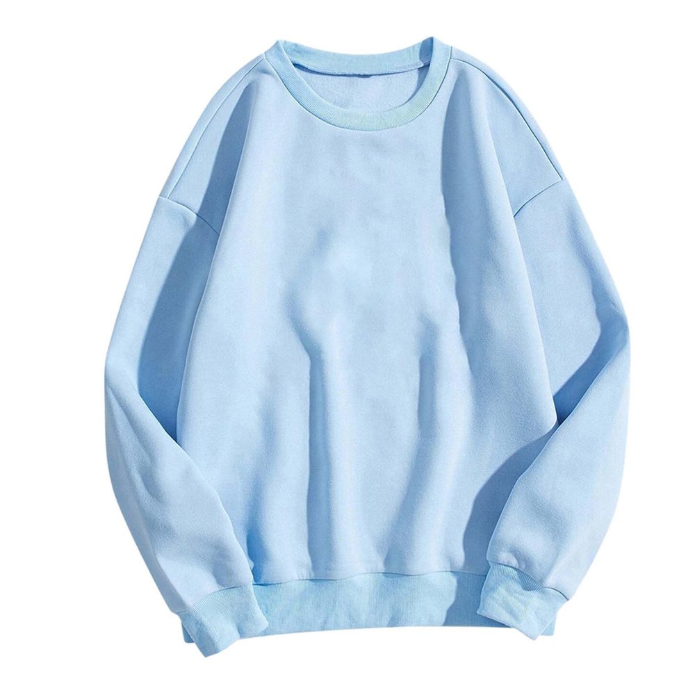 Womens Crewneck Sweatshirts Oversized Fleece Pullover Casual Long Sleeve Fashion Teen Girls Y2K Clothes Fall Outfits Light Blue