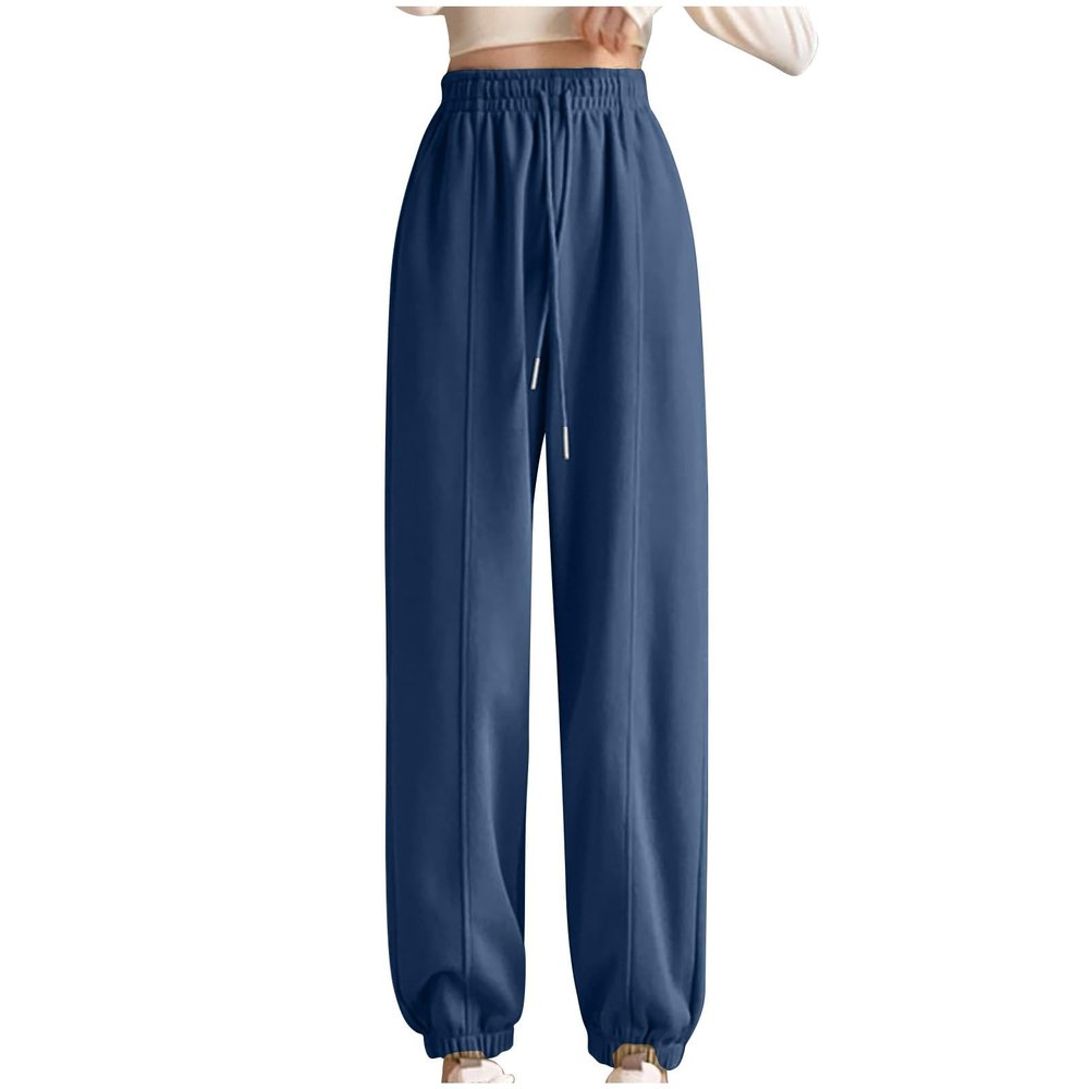 NATHGAM Womens Sweatpants Winter Warm Fleece Lined Lounge Pants High Waist Jogger Long Pants Lightweight Comfy Fashion Y2K Street American Style Trousers