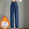 NATHGAM Womens Sweatpants Winter Warm Fleece Lined Lounge Pants High Waist Jogger Long Pants Lightweight Comfy Fashion Y2K Street American Style Trousers view 2