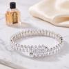 Lavencious Rhodium Plated With Clear Marquise CZ Stainless Steel Cuff Bracelets for Women Size Adjustable for 6" to 8" (Silver Clear) view 2