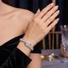 Lavencious Rhodium Plated With Clear Marquise CZ Stainless Steel Cuff Bracelets for Women Size Adjustable for 6" to 8" (Silver Clear) view 3