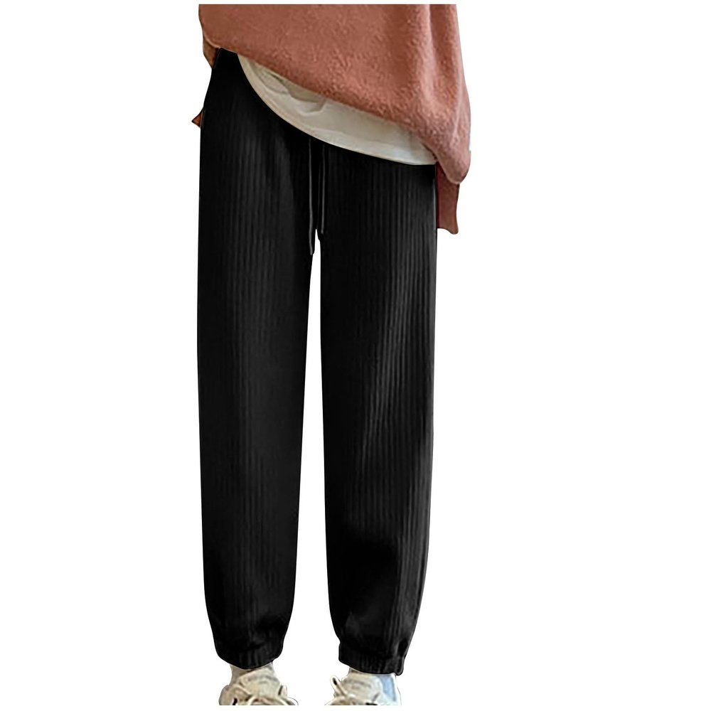 NATHGAM Womens Sweatpants Winter Warm Fleece Lined Lounge Pants High Waist Jogger Long Pants Lightweight Comfy Fashion Y2K Street American Style Trousers